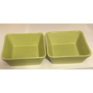 Set Of 2 Stoneware 5.5" Square Baking Dish Ribbed Made in Portugal Seafoam Green